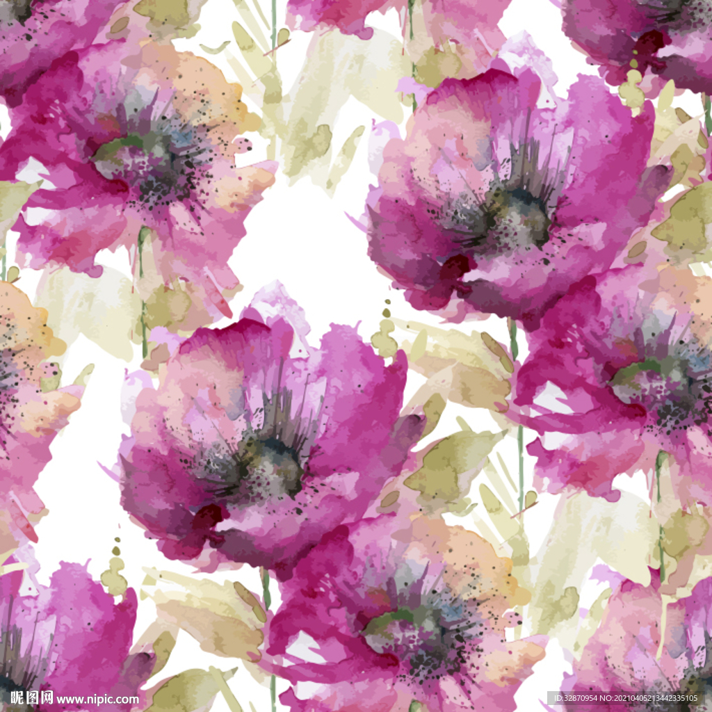 手绘花型 服装印花