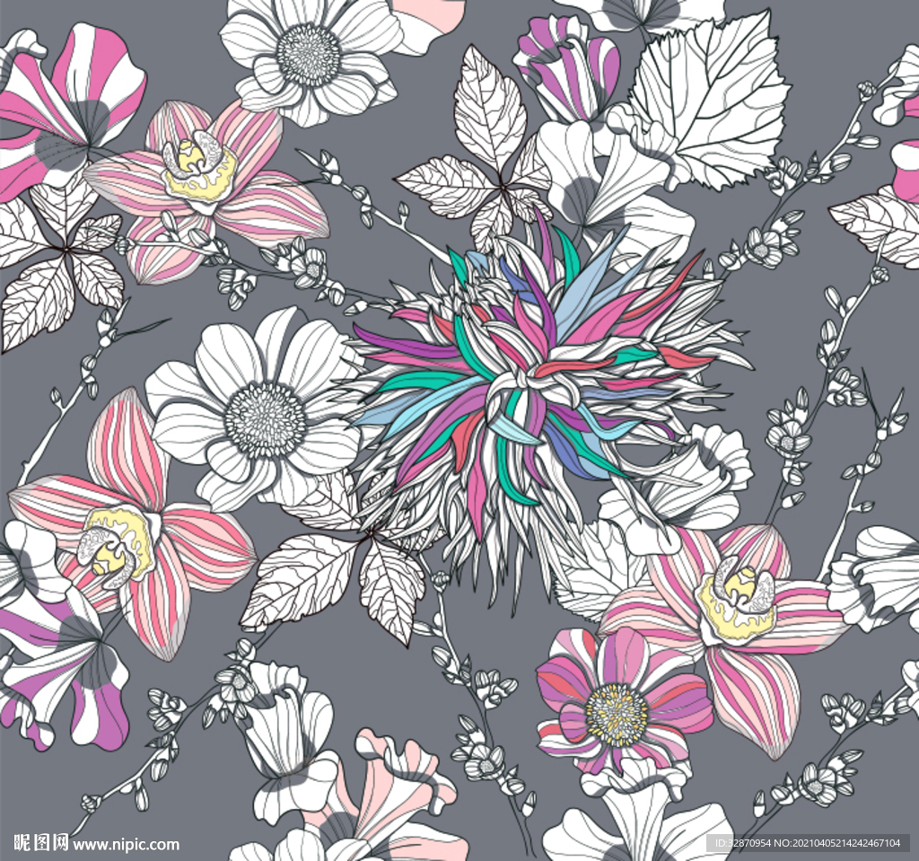 手绘花 抽象花朵