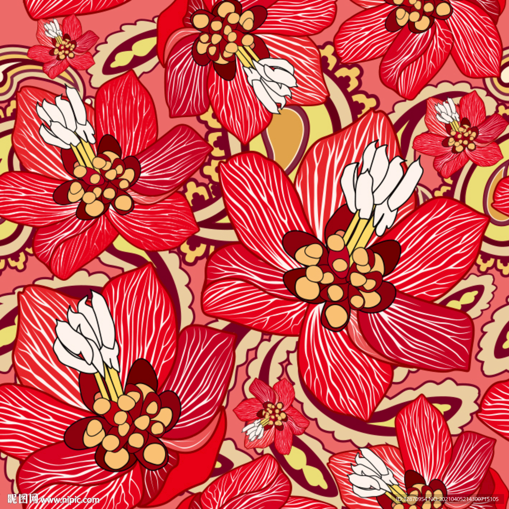 手绘花 红色花朵
