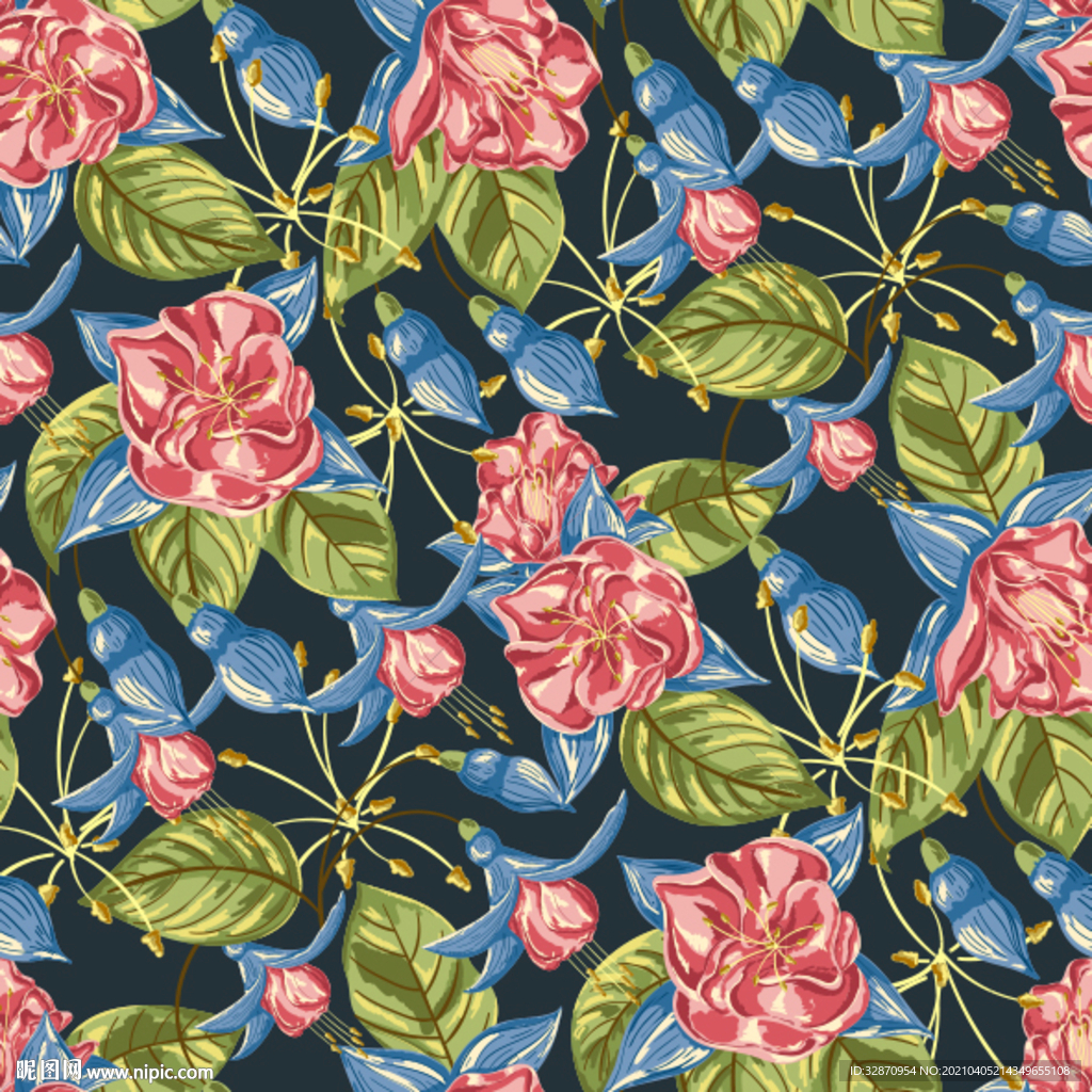 大牌花型 数码印花