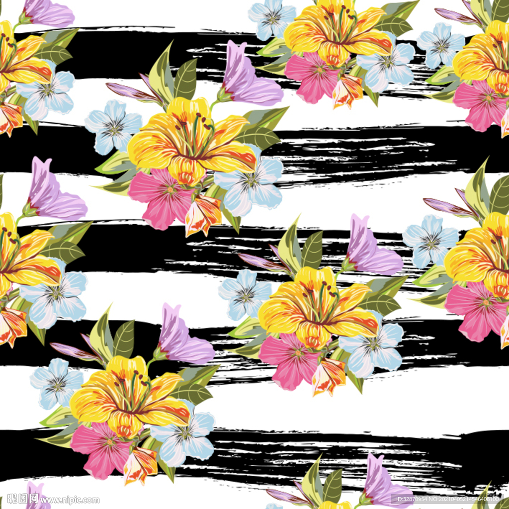 数码印花 手绘花