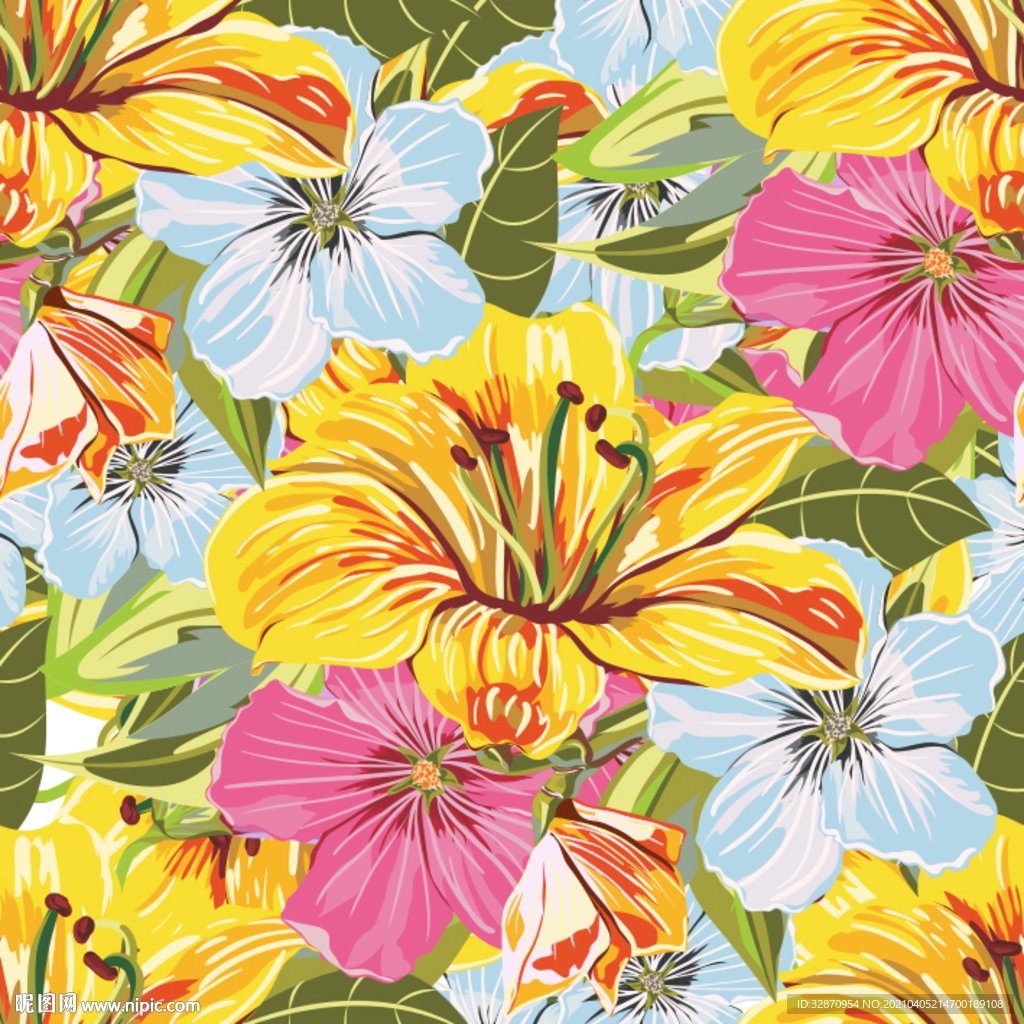 手绘花 数码印花