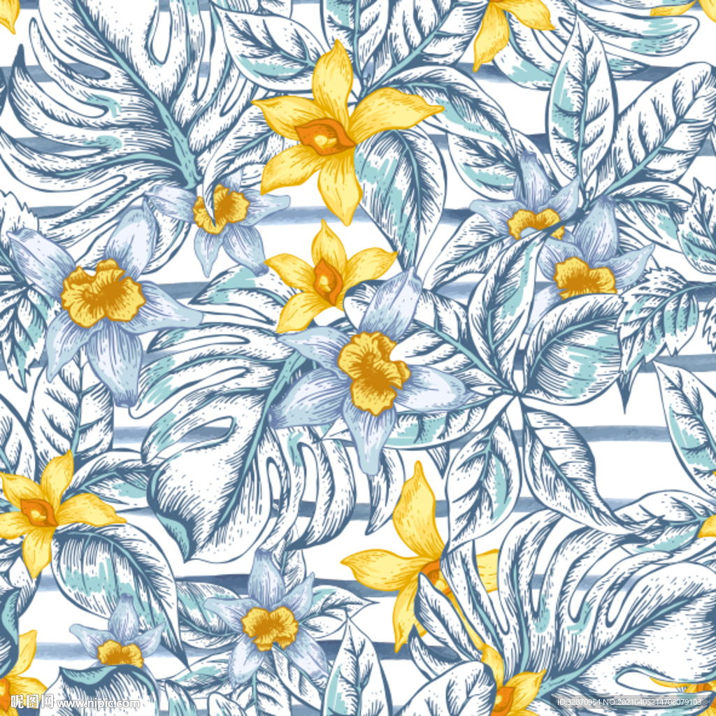 手绘花 数码印花