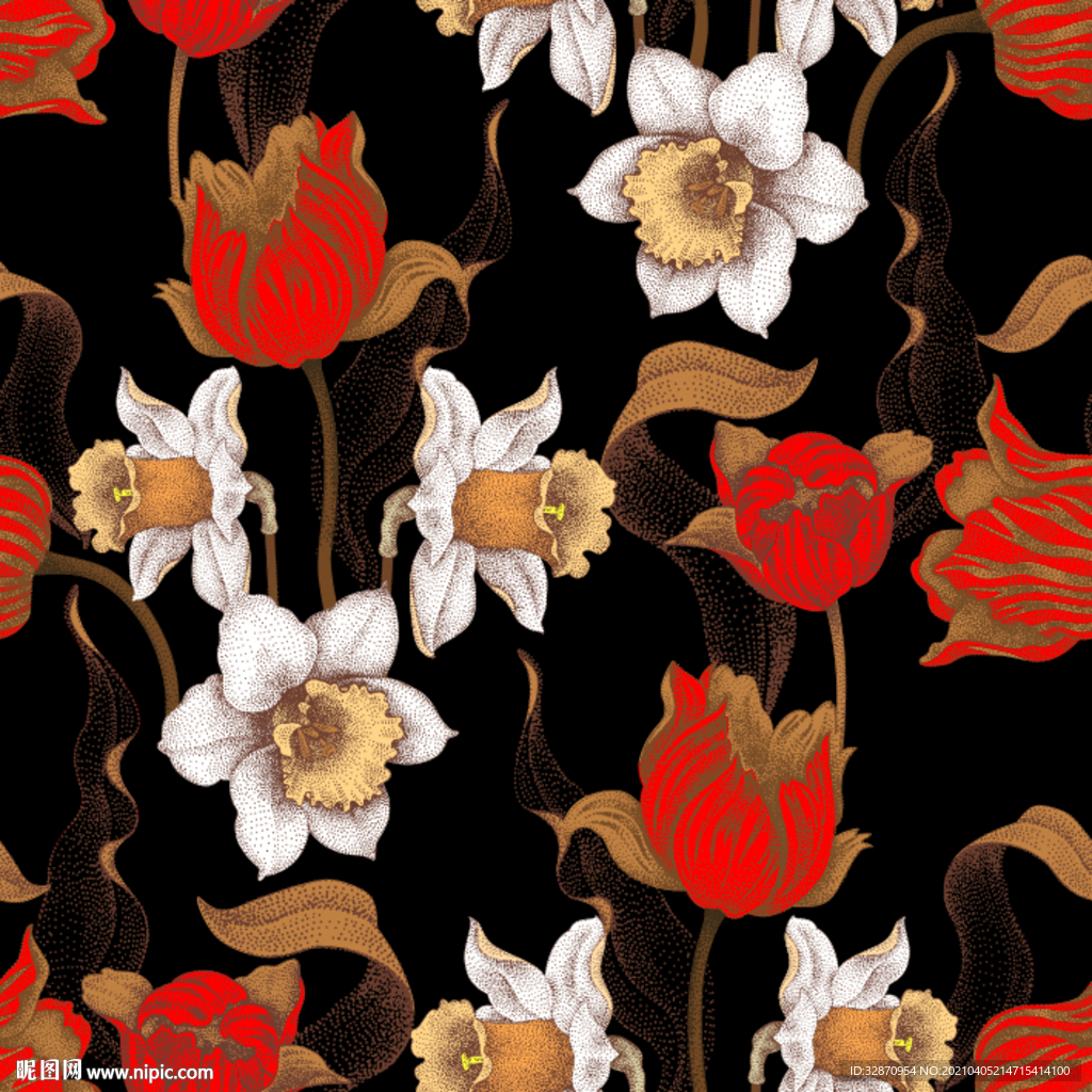 大牌花型 手绘花