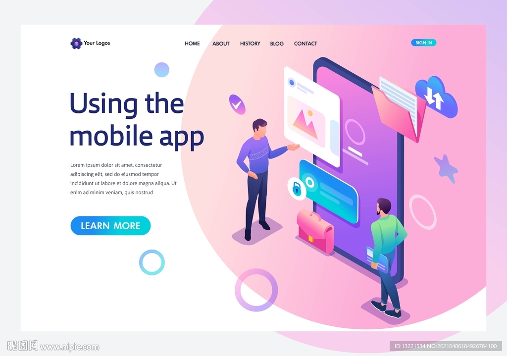 国外矢量现代科技社交APP系列