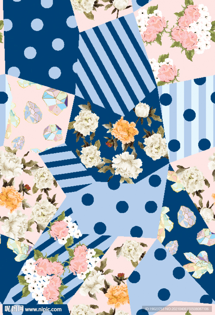 条纹花朵拼接