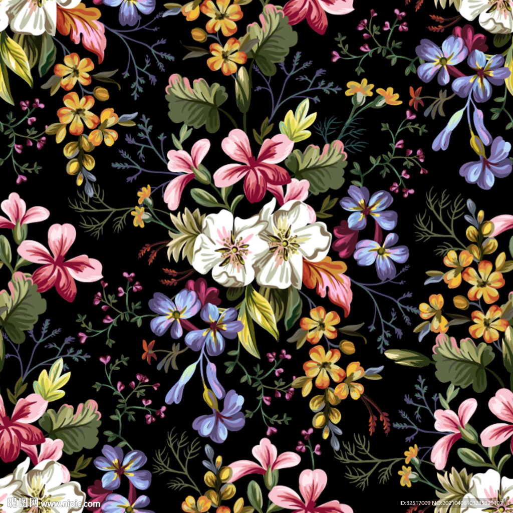 手绘花 数码印花