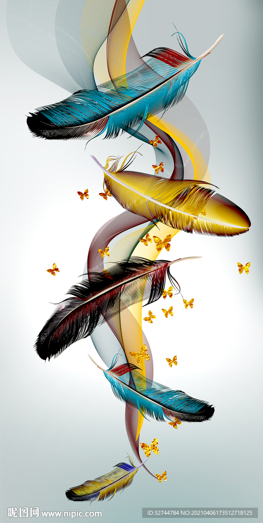 羽毛蝴蝶玄关画