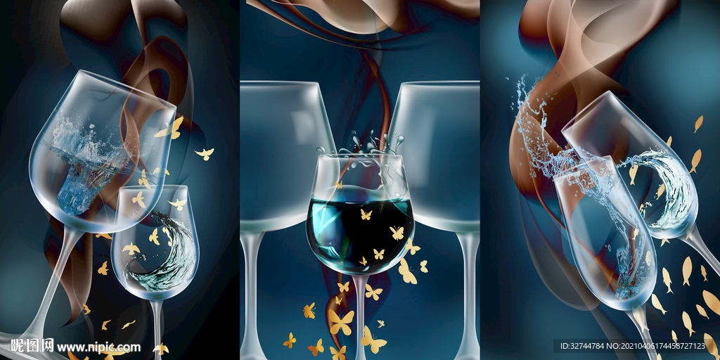 高脚杯玄关晶瓷画