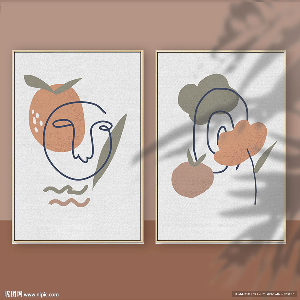 莫兰迪简约线条抽象装饰画