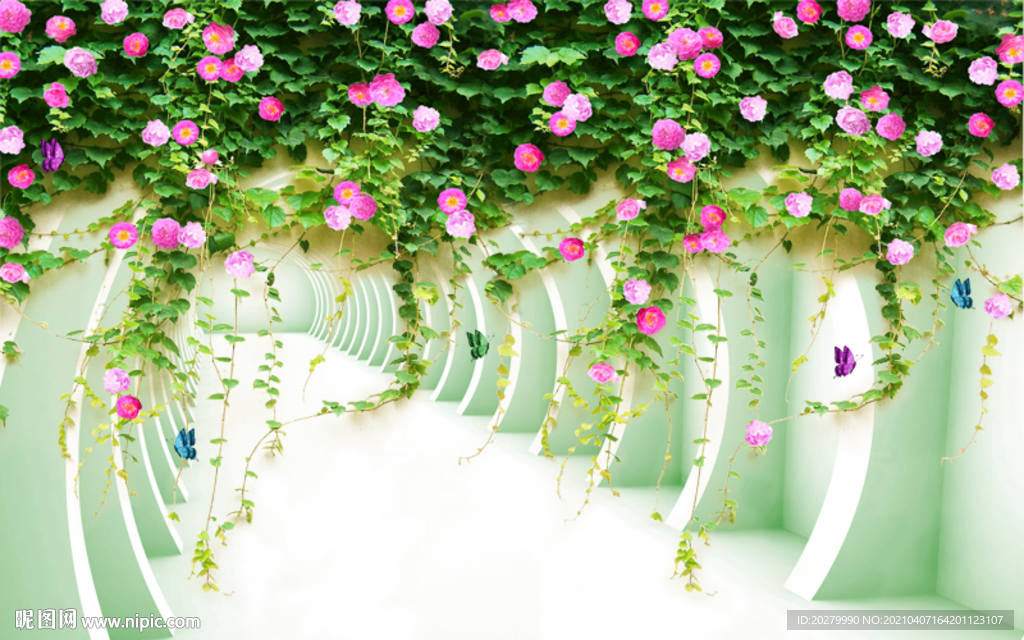 3d蔷薇花背景墙