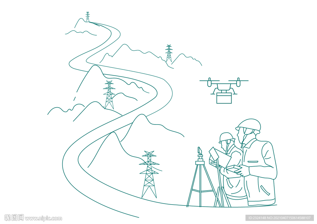 无人机输电线路巡线线描图