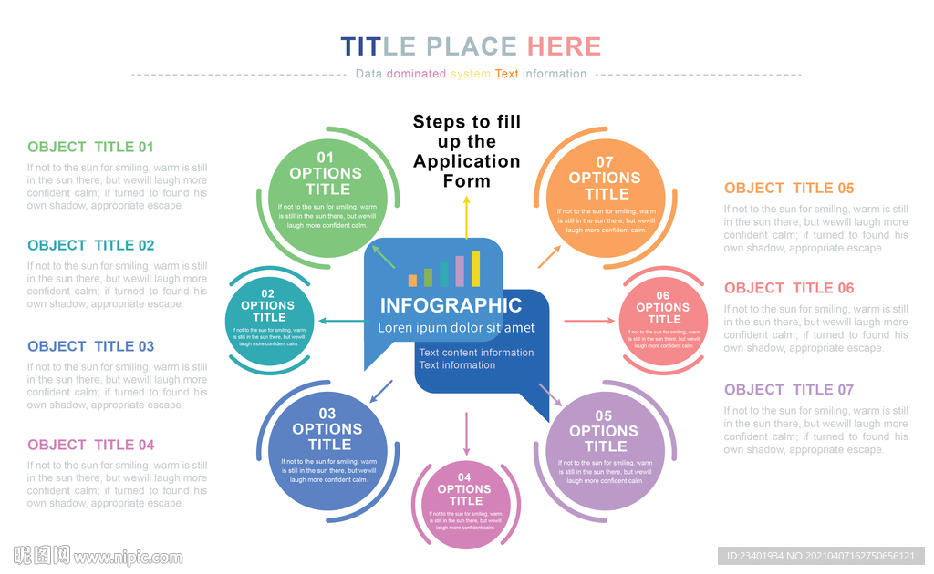 商务PPT七个分项信息图表结构