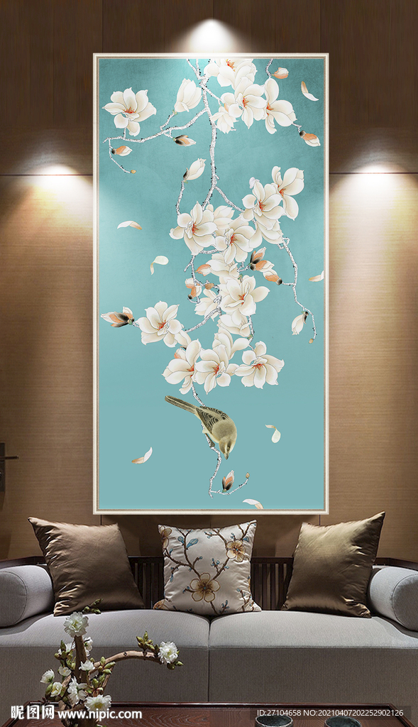 新中式玉兰花玄关