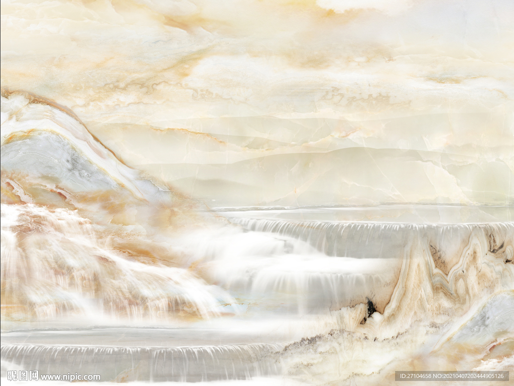 大理石纹流水生财背景墙
