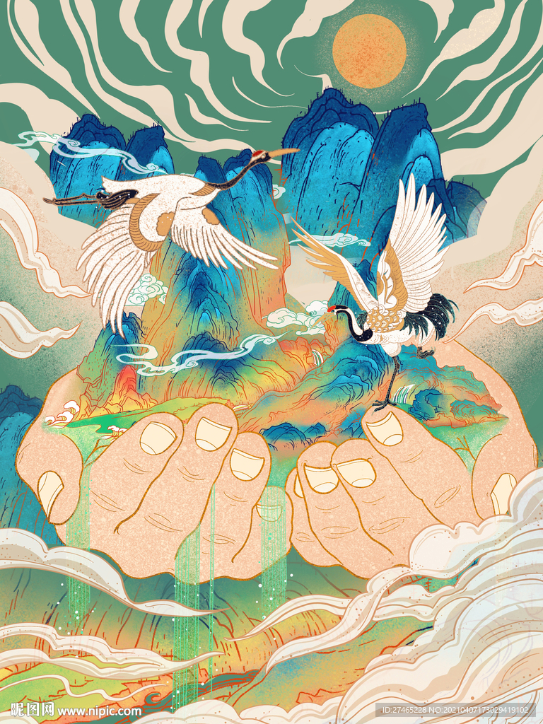 中国风山水画海报