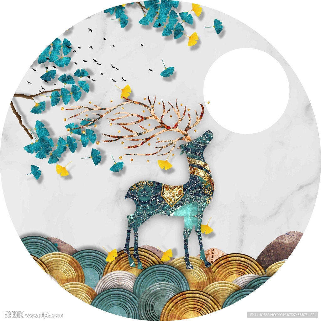 牡蛎圆形装饰画