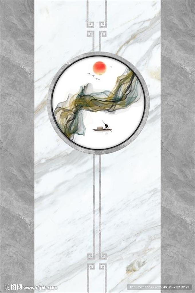 抽象线条石纹玄关