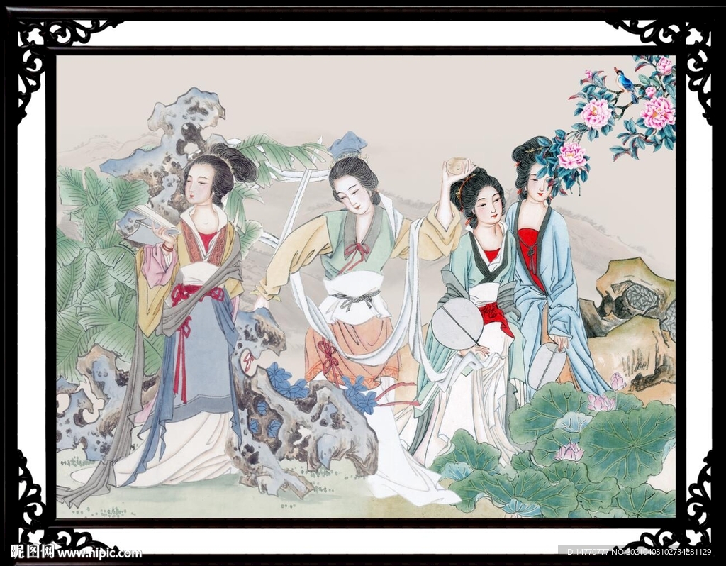 仕女图 屏风 古代仕女图 名