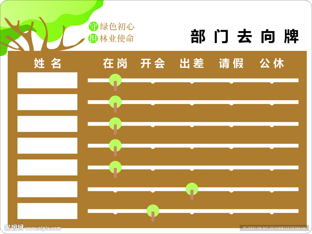 科室牌 去向牌  人员公示牌