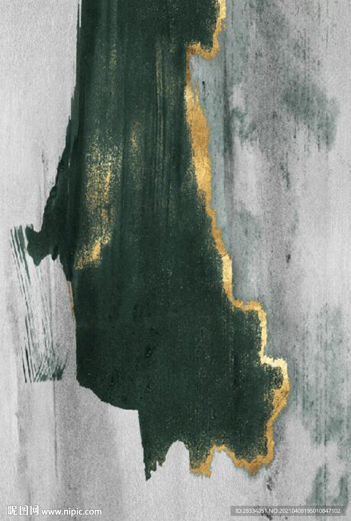 现代抽象金色水墨油画玄关装饰画