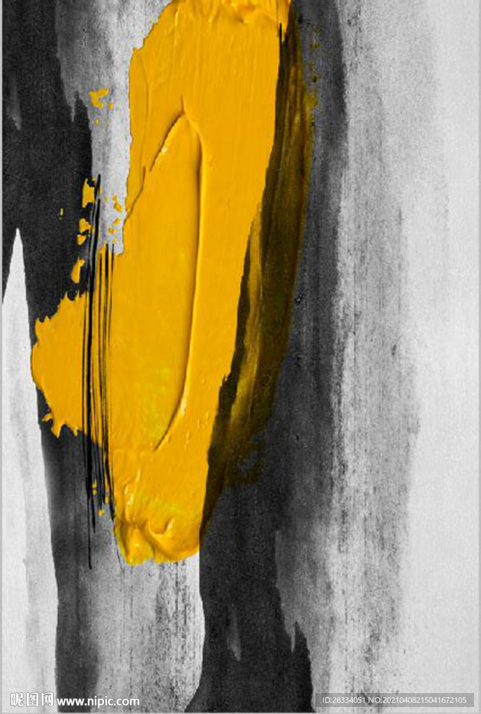 侘寂风抽象黄色油漆油画玄关装饰
