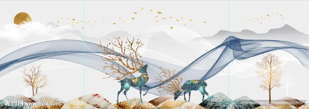 麋鹿晶瓷画