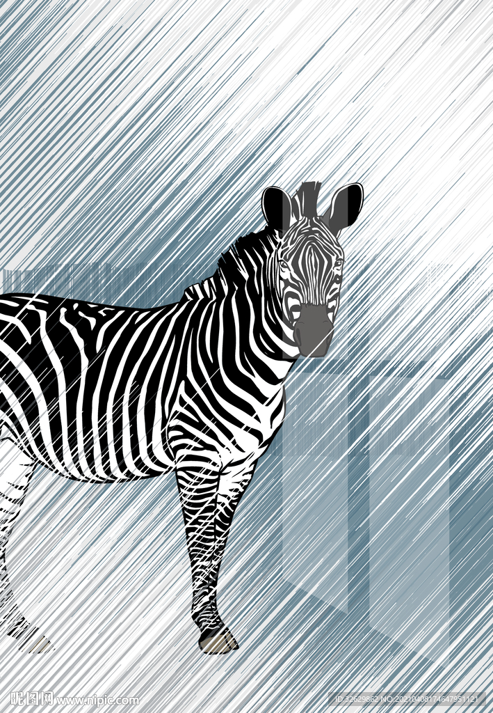 现代抽象线条装饰画挂画斑马
