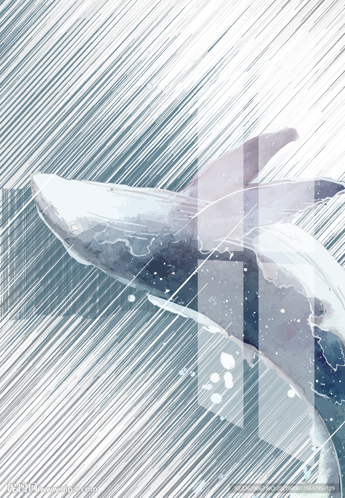 现代抽象线条装饰画挂画鲤鱼