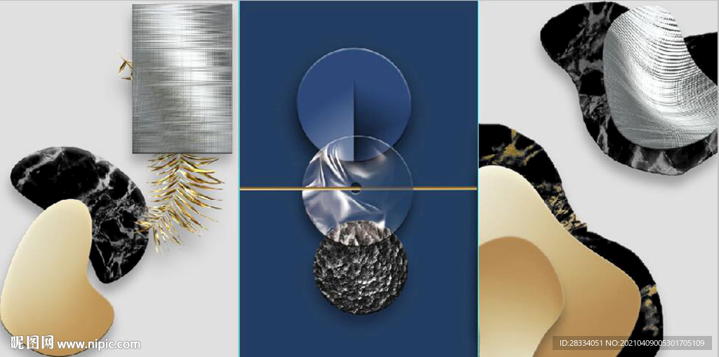 晶瓷现代抽象立体几何装饰无框画