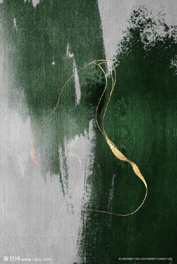现代抽象金色水墨油画玄关装饰画
