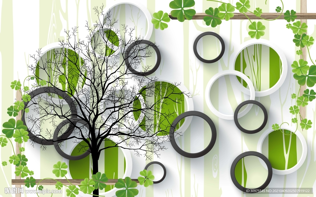 小清新圆圈背景墙