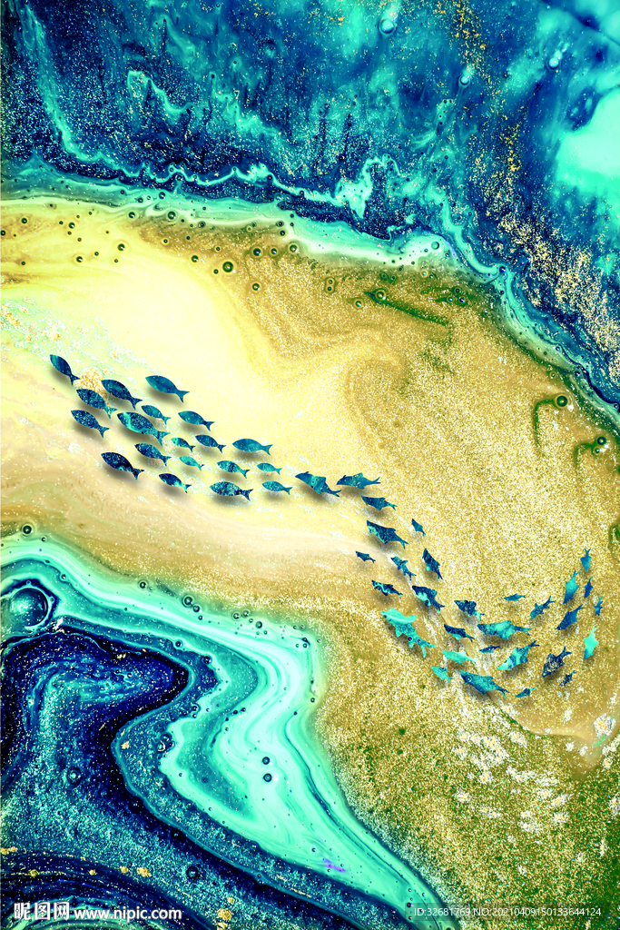 抽象鱼群装饰画