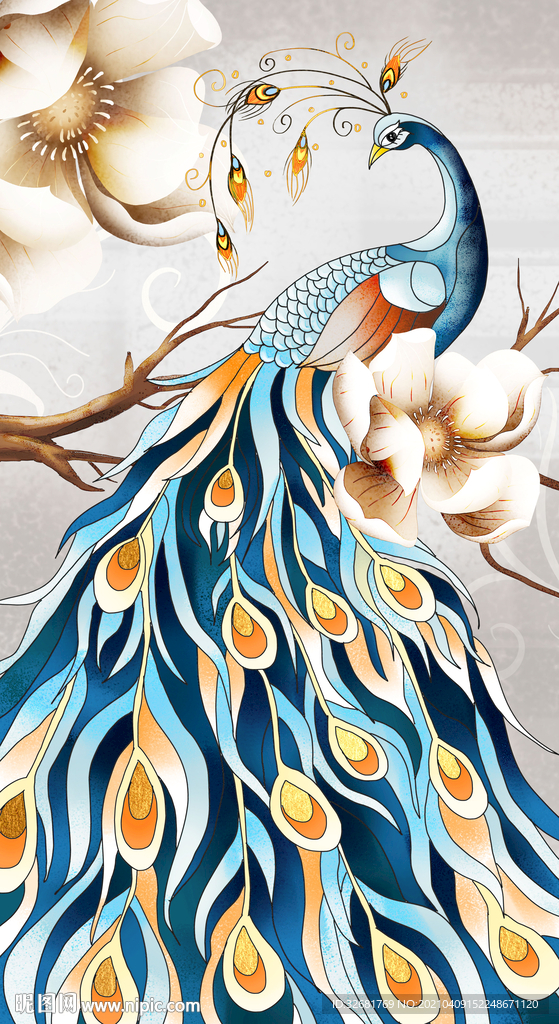 珐琅彩孔雀玄关