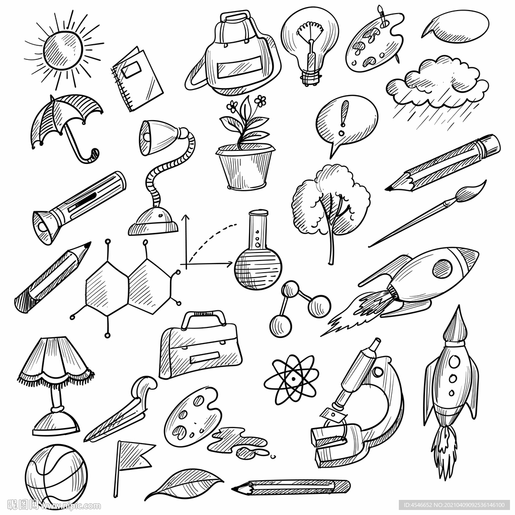 手绘素描卡通涂鸦图标