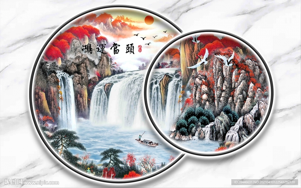 新中式电视背景墙装饰画