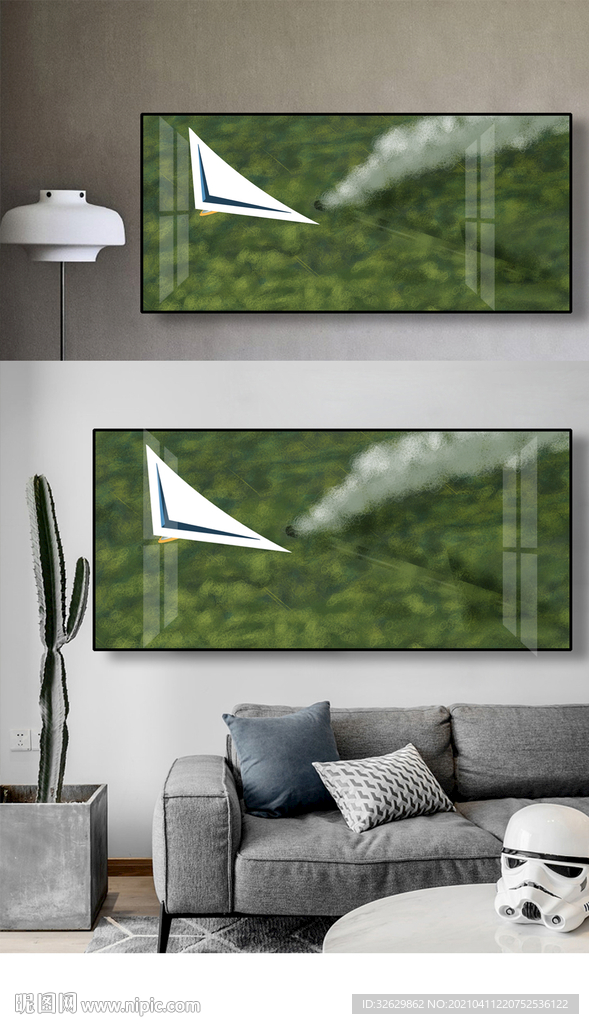 装饰画飞机现代森林火车简约挂画