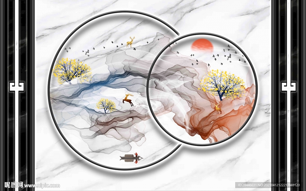 新中式电视背景墙装饰画