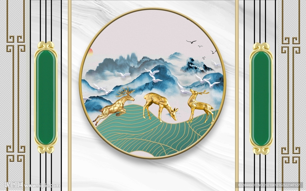 新中式电视背景墙装饰画