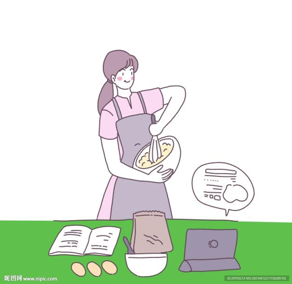 卡通美女厨师