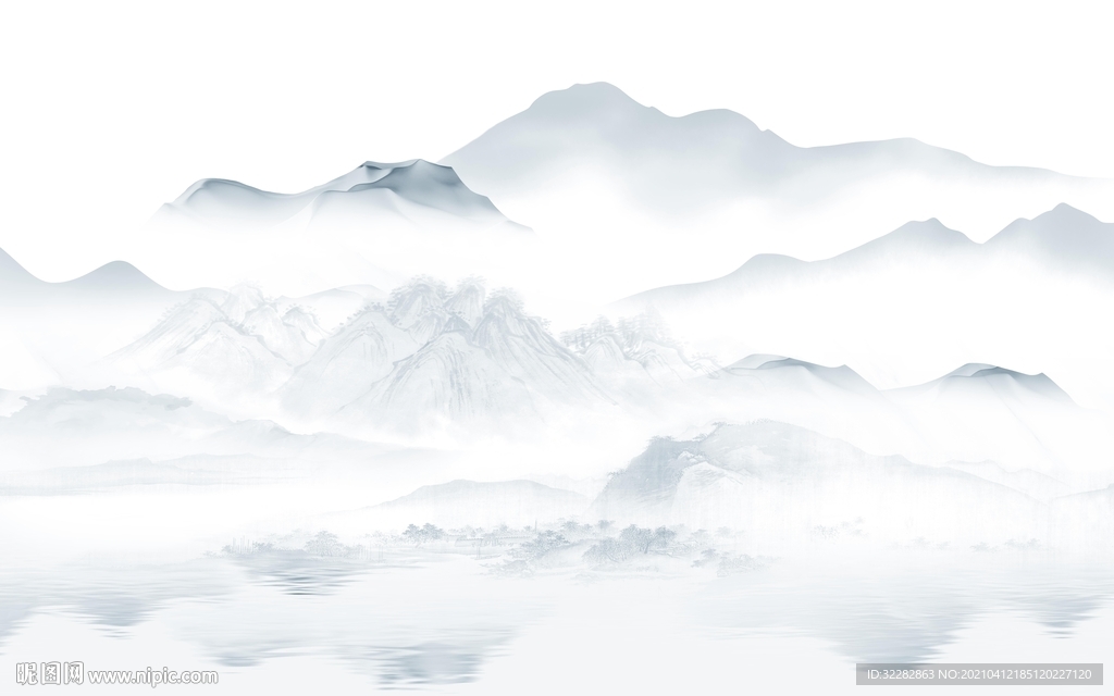 中式意境山水新画 文件分层