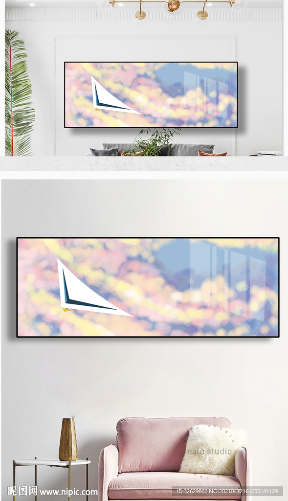 装饰画滑翔机天空手绘玄关画挂画