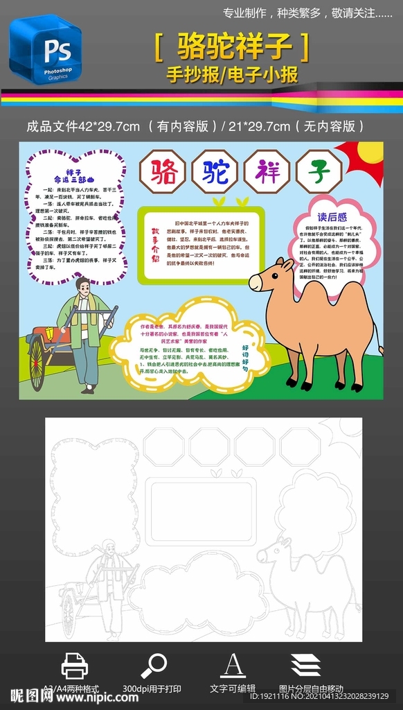 骆驼祥子读书名著读后手抄报小报