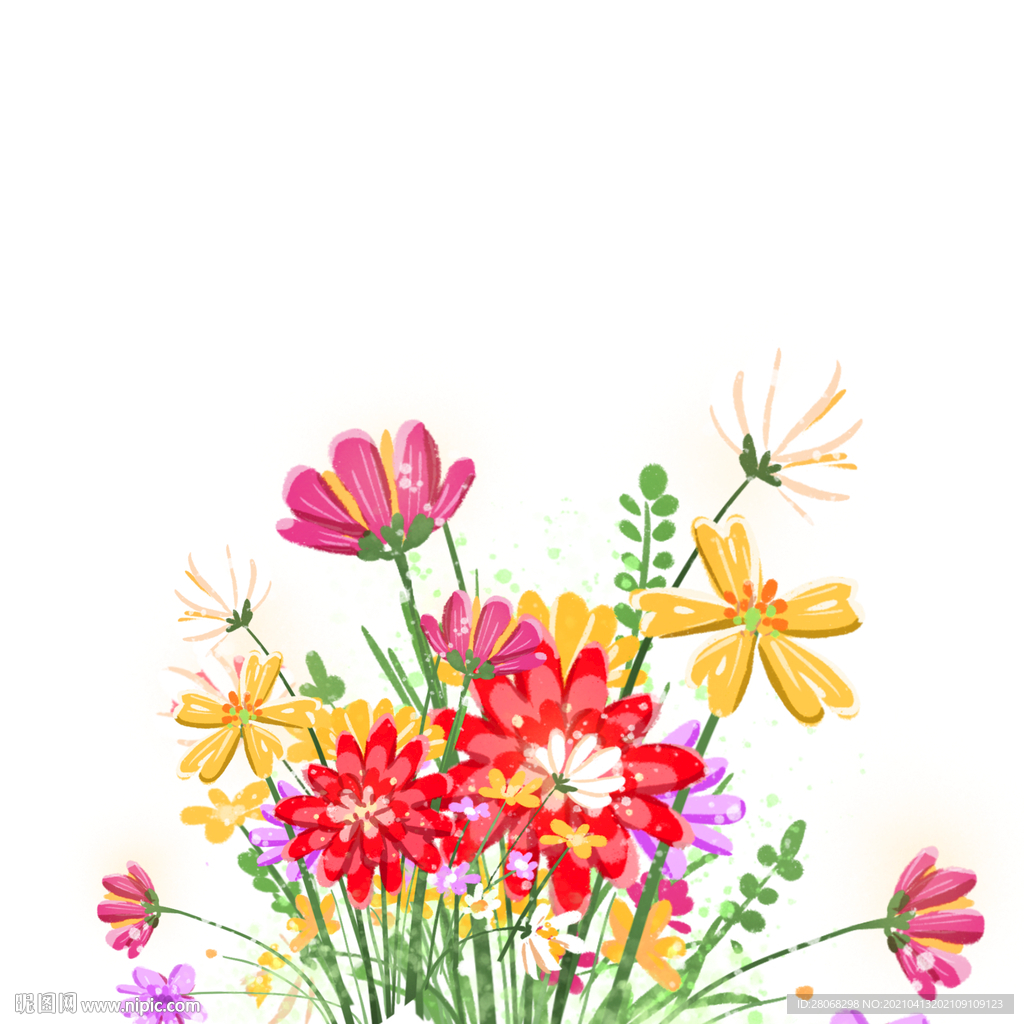 卡通插画花朵鲜花元素