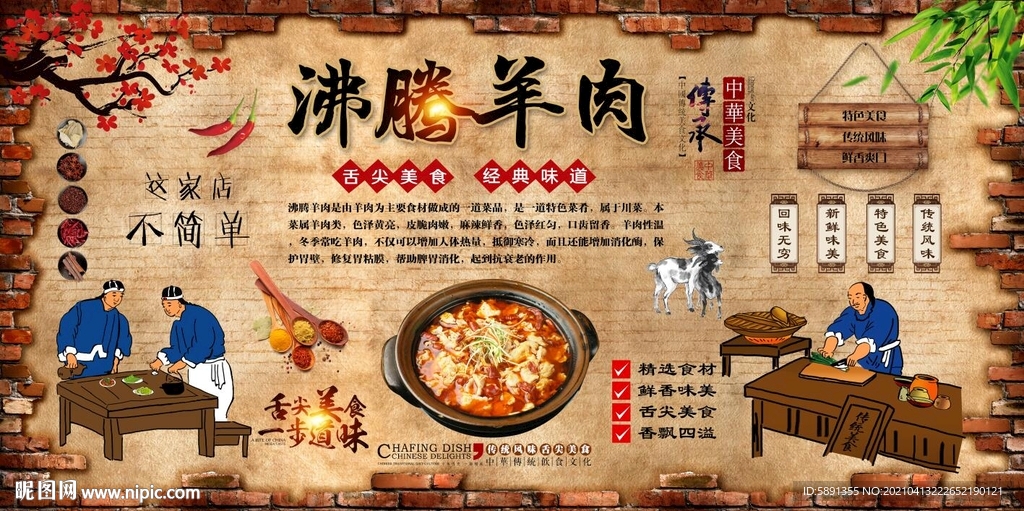 沸腾羊肉背景墙