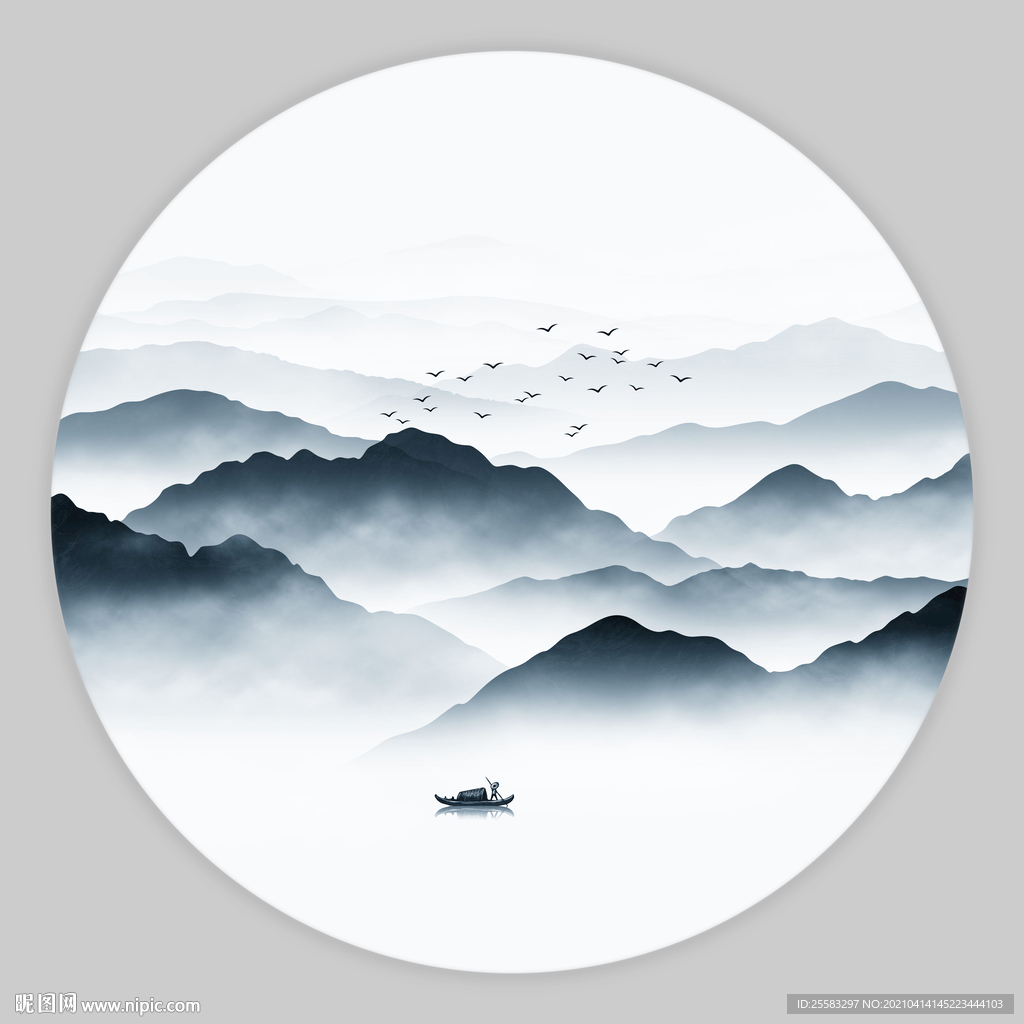 圆形山水画
