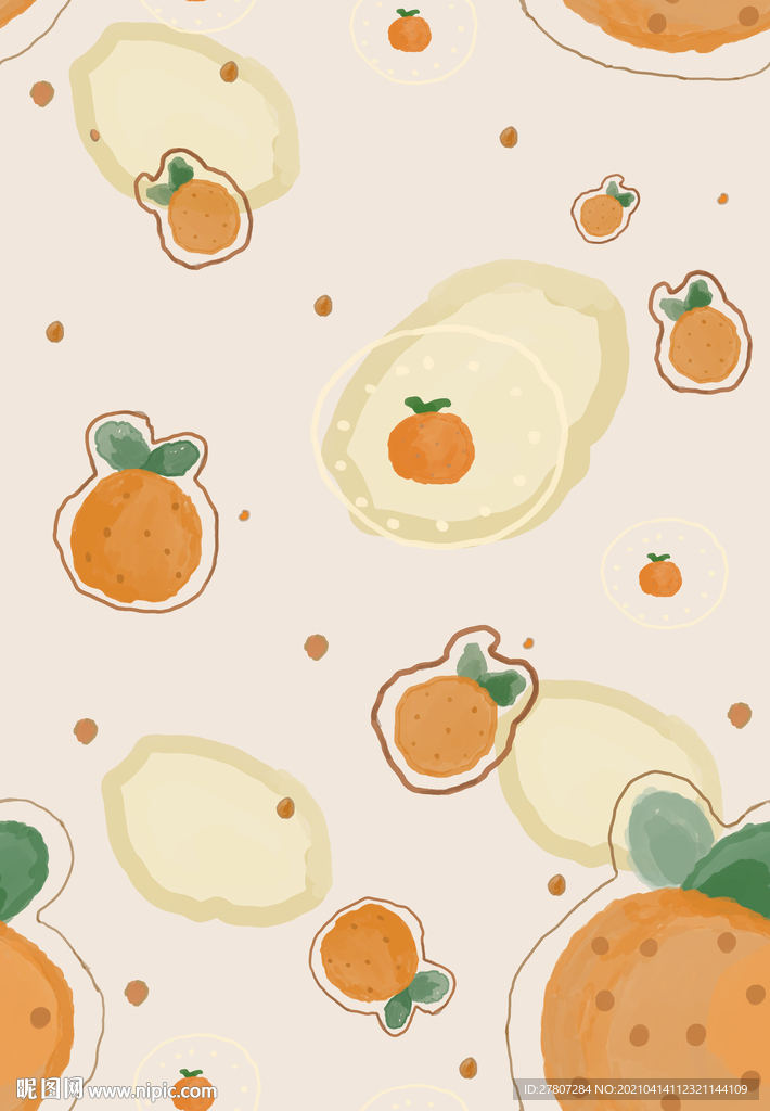 橘子手绘无缝图