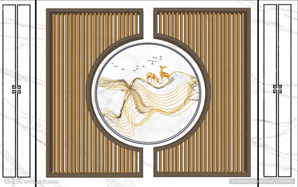 新中式电视背景墙