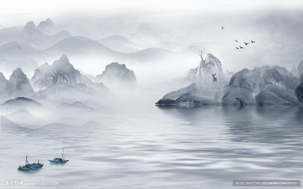 人气山水背景新画 TIF分层