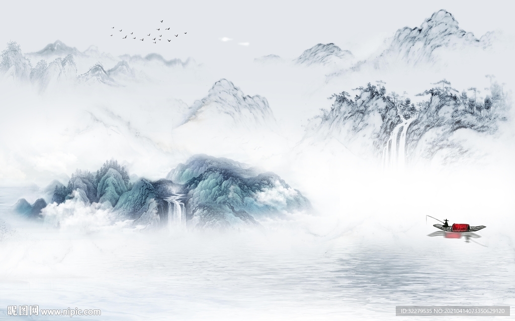 中国风新款山水新画 TIF分层